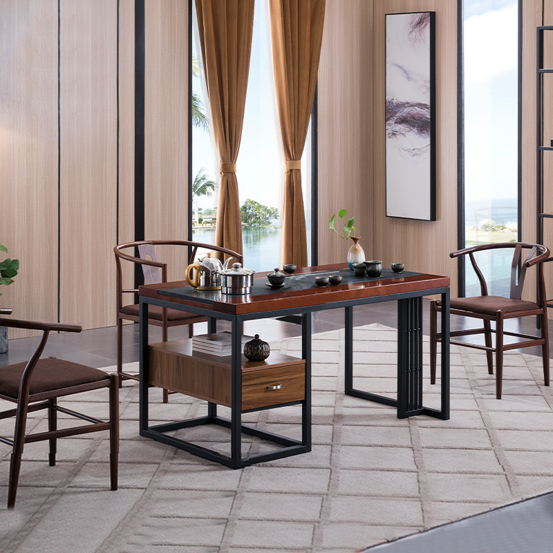 Office tea table tea table steel wood combined with tea table modern minimalist tea table belt