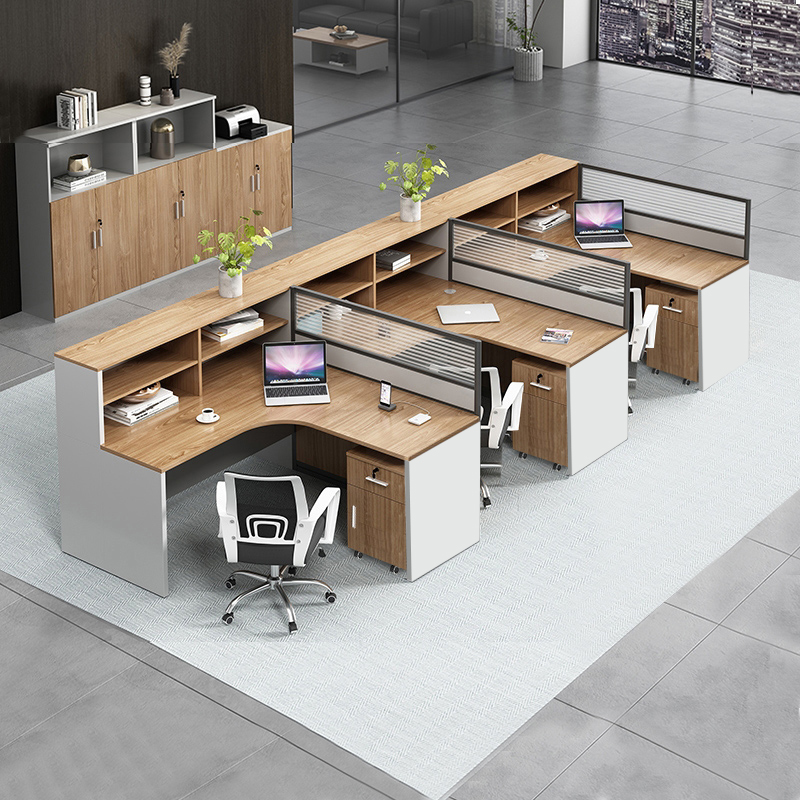 Staff desk minimalist modern office furniture 4 6 artificial position table screen holder office table and chairs combination