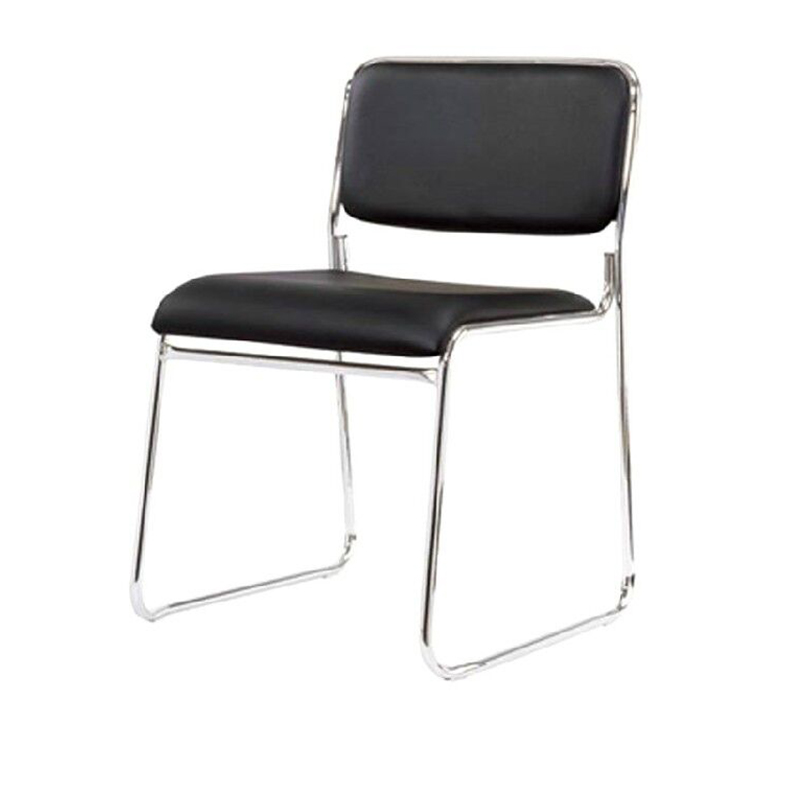 Home Office Furniture Brief Staff Chair Leather Art Black Chair Training Chair Student Chair Casual Chair Steel Foot Chair