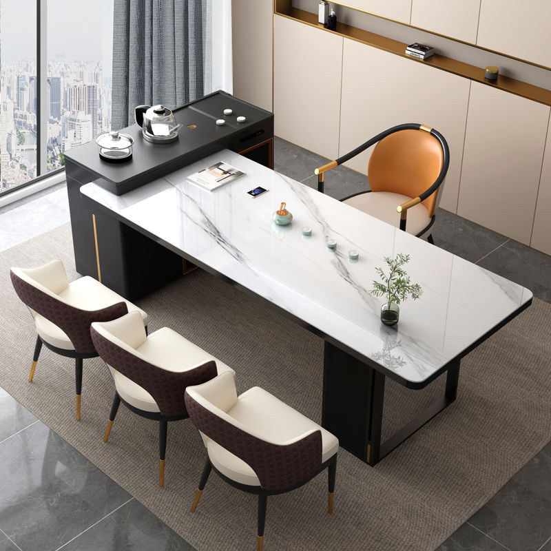 Modern Light Lavish Rockboard Tea Table Home Book Room Desk Integrated Brief Tea Table Suit Wind Office Small Tea Table Tea Table