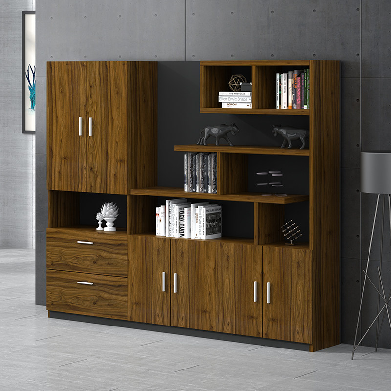 Wood Filing Cabinet Office Information Cabinet Office Bookcase Archives Cabinet Aluminum Alloy Glass Door Five Floors Bookcase With Lock