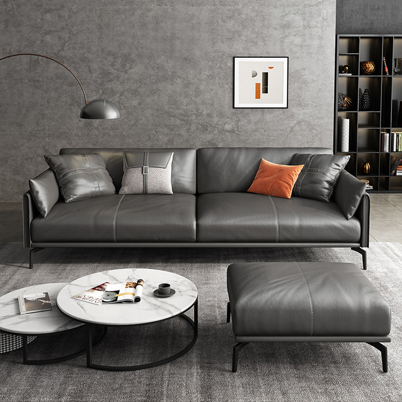 Real Leather Sofa Office Sofa Tea Table Combination Suit Fashion Trio guests hospitality business minimalist Hyundai