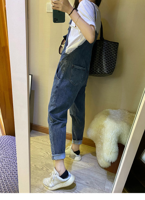 Denim overalls ສໍາລັບແມ່ຍິງ 2024 ພາກຮຽນ spring ແລະດູໃບໄມ້ລົ່ນແບບເກົາຫຼີຄົນອັບເດດ: ວ່າງແລະຕ່າງປະເທດແບບແອວສູງ slimming ໂດຍລວມສໍາລັບການຫຼຸດຜ່ອນອາຍຸ.