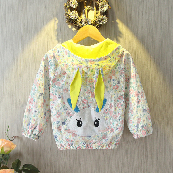 Girls Spring and Autumn Style Hooded Jacket 2024 New Little Girls Korean Style Spring Style Children's Fashionable Children's Jacket