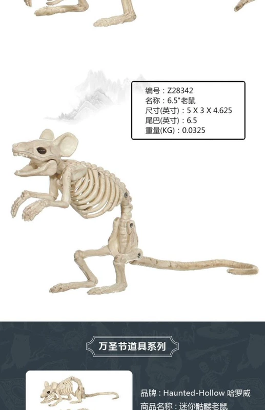 Trang trí Halloween Ngôi nhà ma ám Chuột mô phỏng 骷髅 Động vật xương kệ kinh dị Đạo cụ phim - Sản phẩm Đảng / Magic / Hiệu suất