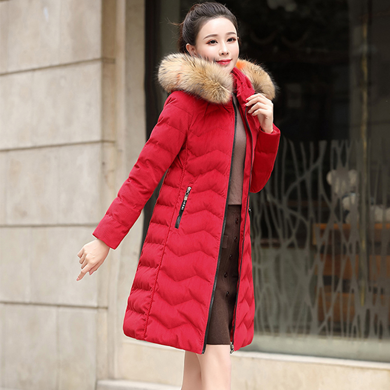 Mùa đông mới áo quần áo bánh sandwich bông 2019 của phụ nữ dày Hàn Quốc phiên bản của quần áo mẹ bông trung niên trong quần áo cotton dài len cổ
