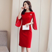 Spring dress vintage foreign atmosphere annual dress dress dress niche dress red door toast dress toast bridal dress female