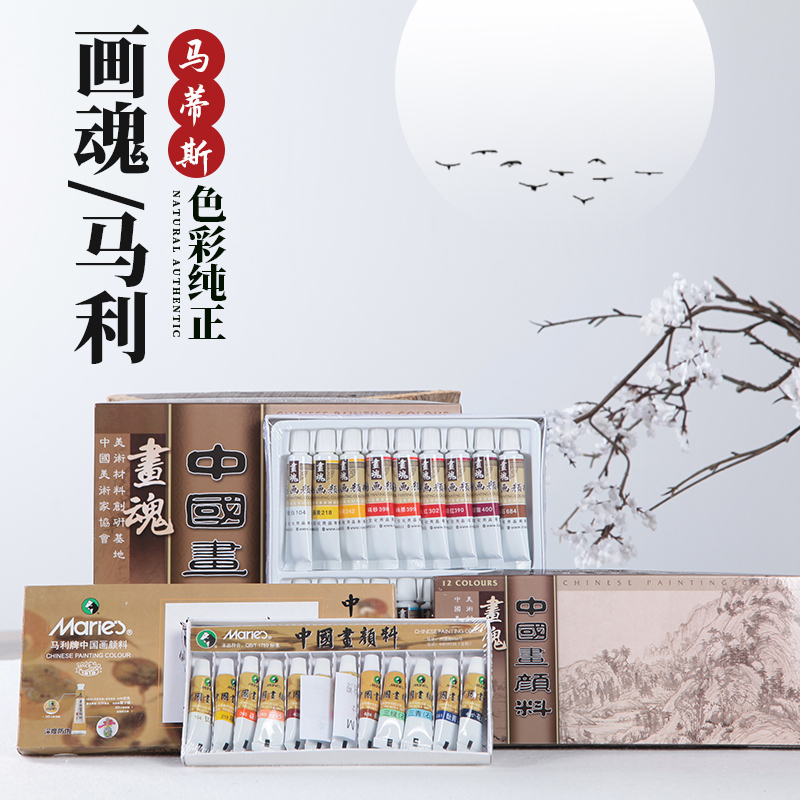 Matisse Chinese painting pigment 12 color 18 color 24 color set Chinese painting bottled pigment fine strokes