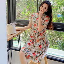 summer 2020 new Chinese style loose large size mulberry silk silk short-sleeved retro modified cheongsam dress women