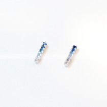 Gradient blue sharp crystal sapphire earrings 925 silver simple basic Joker pneumatic small earrings