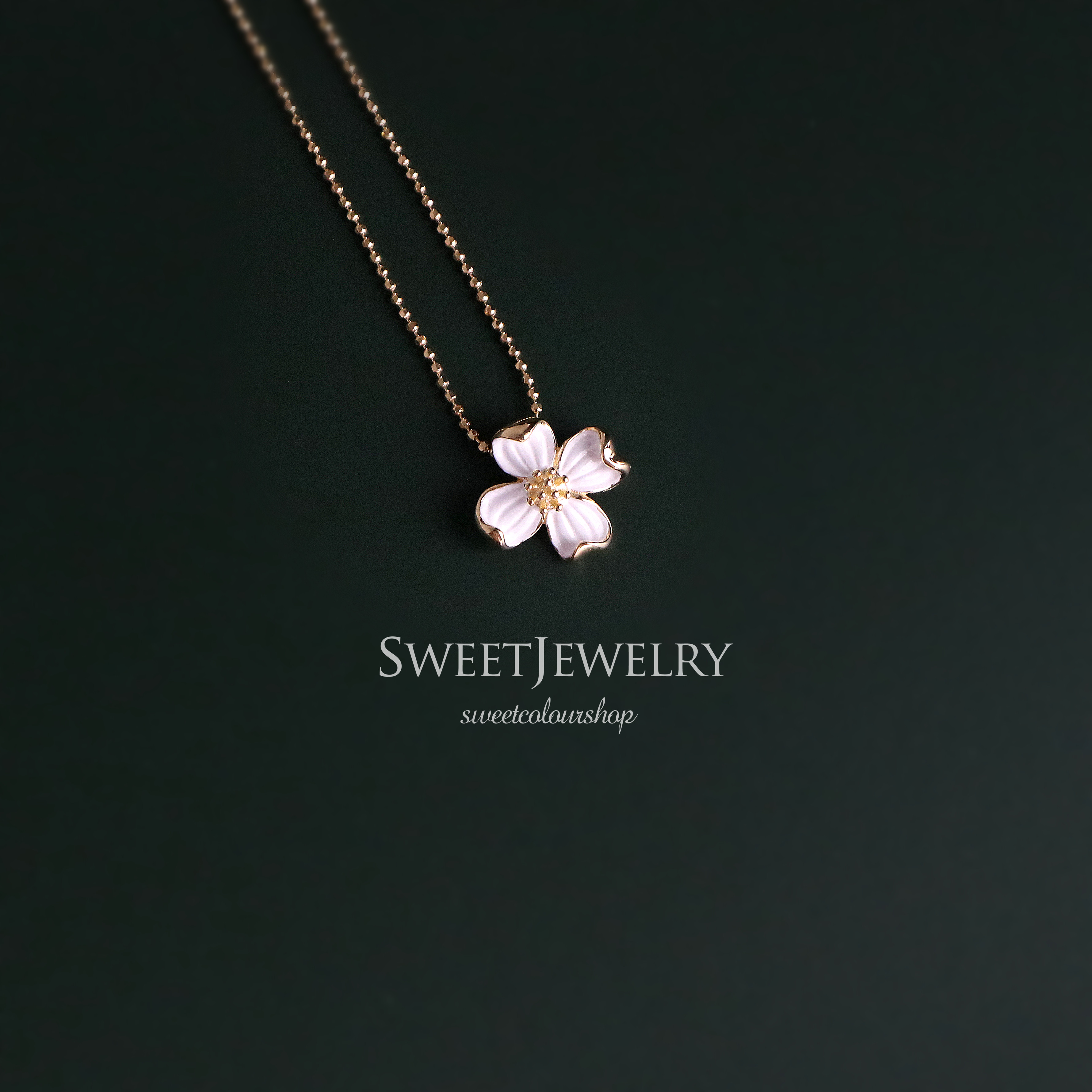 French Ball Chain Enamel Daisy Necklace Clavicle Chain Sterling Silver Plated 14k Gold Gifts for Girlfriends