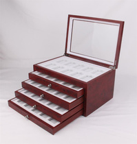 Suitable for zippo lighter collection box storage display box glass wooden lighter collection wooden box 50 positions
