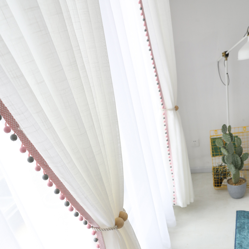 Customized blue and gray Japanese style living room balcony curtains