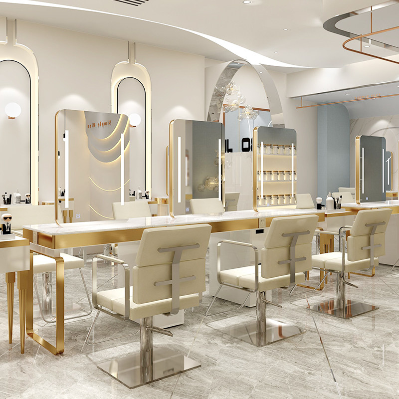 Barber shop mirror table tide new style hair salon special net red cut hair perm hair mirror single and double mirror table integrated