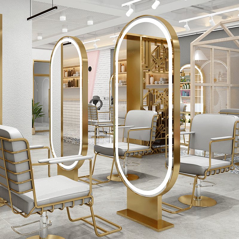 Tide shop beauty shop Hair salon dedicated full body with lights net red hair mirror table Single-sided double-sided mirror Hair cutting mirror landing