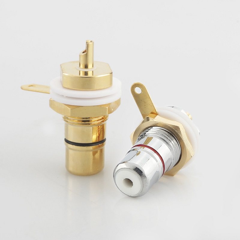 Pure Copper Plated Rhodium RCA Socket Plated Gold Lotus Mother Seat Fever HIFI Sound Power Amplifier Biliary Signal Audio Socket