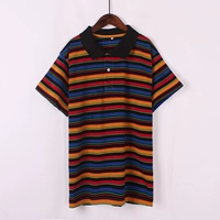 Mùa hè 2018 mới thời trang nam giản dị sọc áo sơ mi ngắn tay áo sơ mi POLO áo sơ mi nửa tay áo thun có cổ