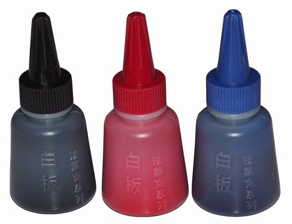 Falleck 25ml eco-friendly white board pen ink whiteboard pen water can add easy to erase white board pen black red blue