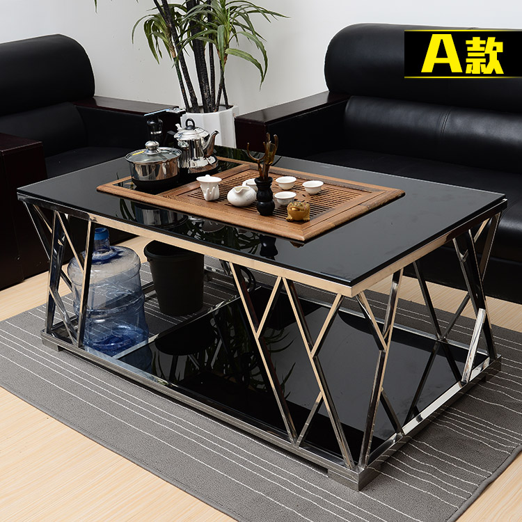 Kung Fu tea table Tempered glass creative modern office coffee table Stainless steel tea table Tea table automatic water supply