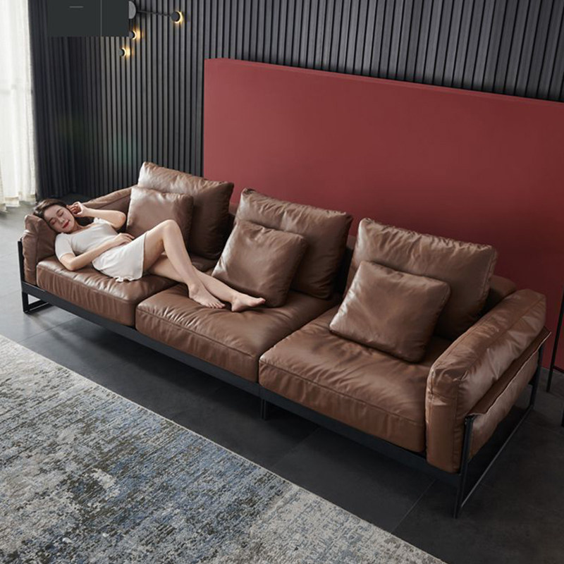 Office Sofa Brief Modern Genuine Leather Trio Bits Business Guests Hospitality-style office sofa tea table combinations
