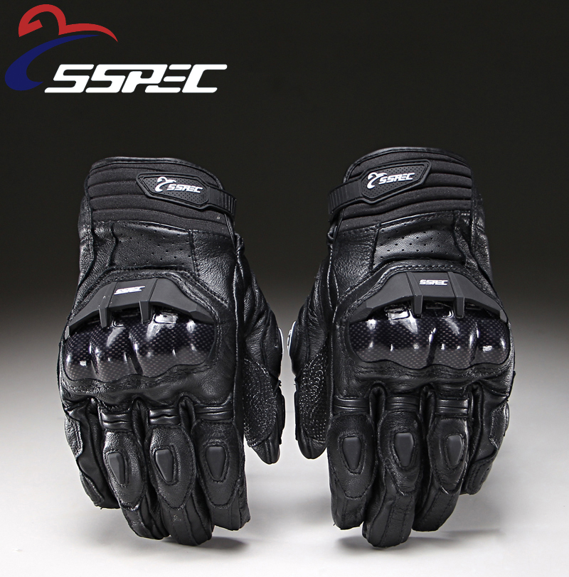New SSPEC Motorcycle Racing Carbon Fiber Shell Gloves Rider Motorcycle Anti-fall Short Gloves SCG-7106