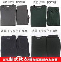 Standard autumn clothes warm underwear olive green wu long trousers set men Cotton modal autumn pants