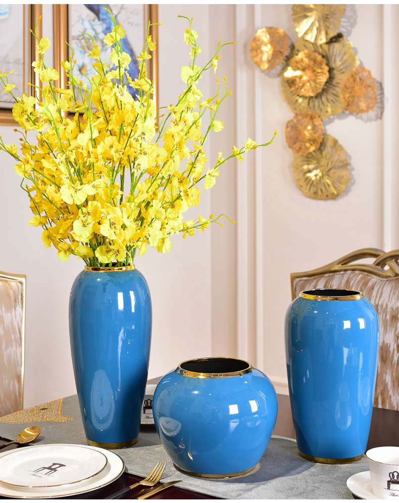 I and contracted sitting room light ceramic vases, new Chinese style key-2 luxury table simulation flower vase furnishing articles home decoration