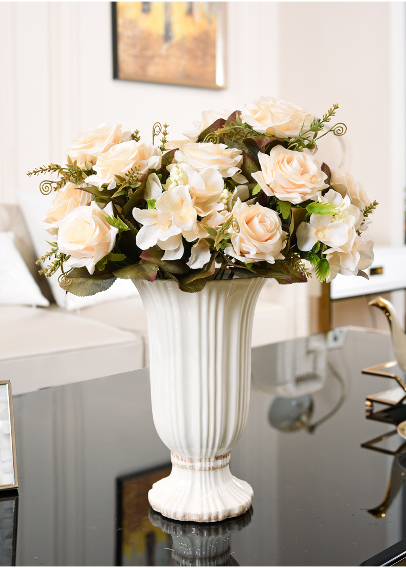 Contracted and I white ceramic vase north European style living room TV cabinet table dry flower arranging flowers decorative floral decorations