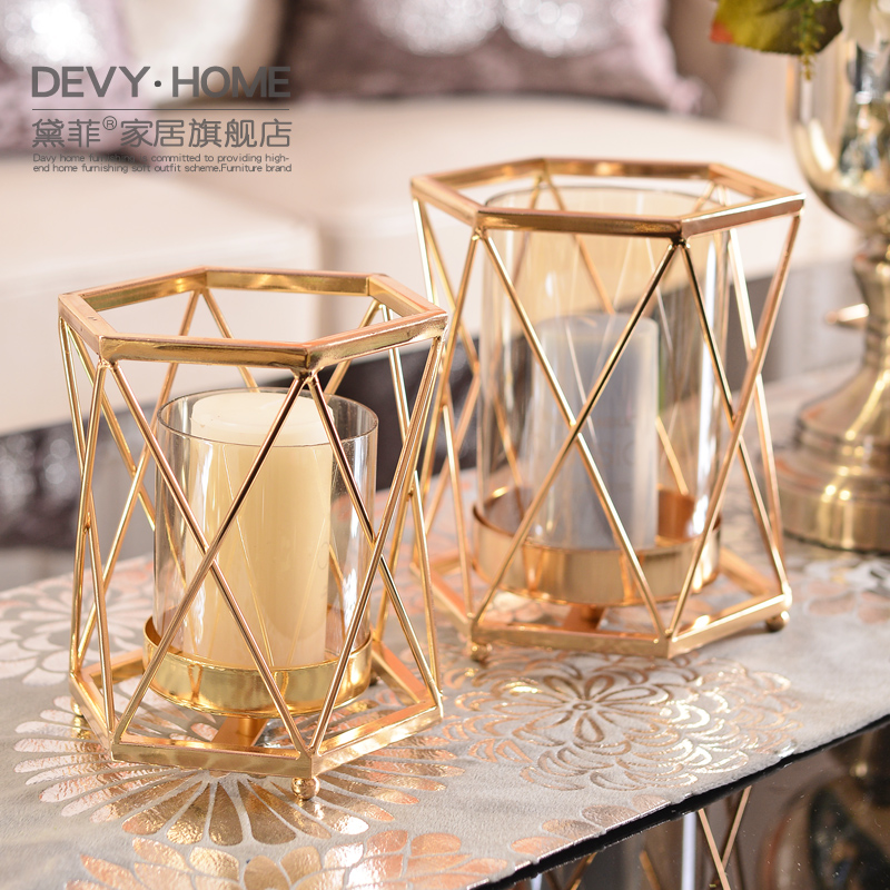 Eurostyle Creativity Home Light Lavish Metal Glass Candle Holder Pendulum Pieces Modern Living Room Dining Room Soft Decorations Craft Gift Hem