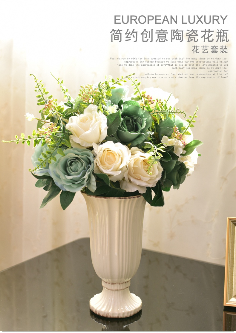 Contracted and I white ceramic vase north European style living room TV cabinet table dry flower arranging flowers decorative floral decorations