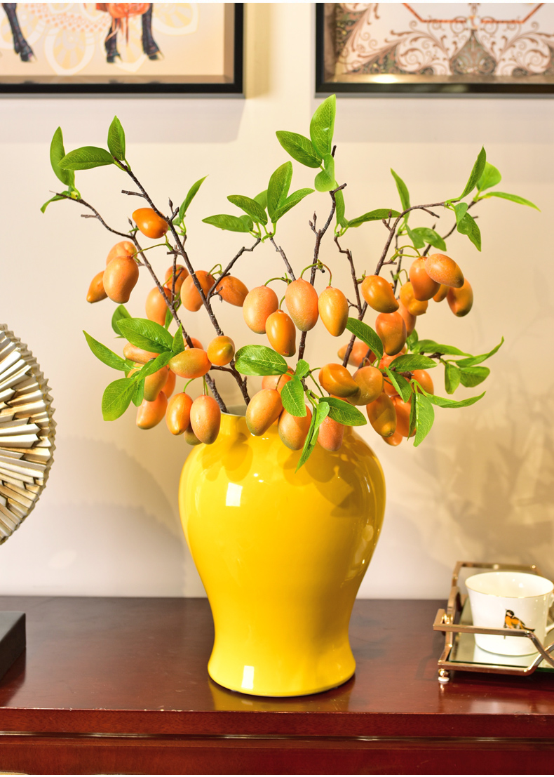 New Chinese style classical monochromatic glazed pottery porcelain vase furnishing articles sitting room household soft outfit floral suit large vases, furnishing articles