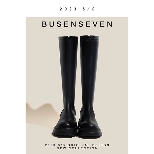 Эластичные демисезонные высокие сапоги на платформе с молнией, ботинки, 2024 года