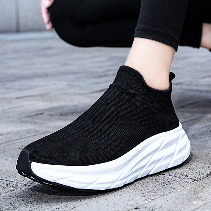 Men's Shoes, Summer Breathable 2026 New Thick-Soled Casual Travel Sock Shoes, Men's Slip-On Fly-Knit Sports Mesh Shoes