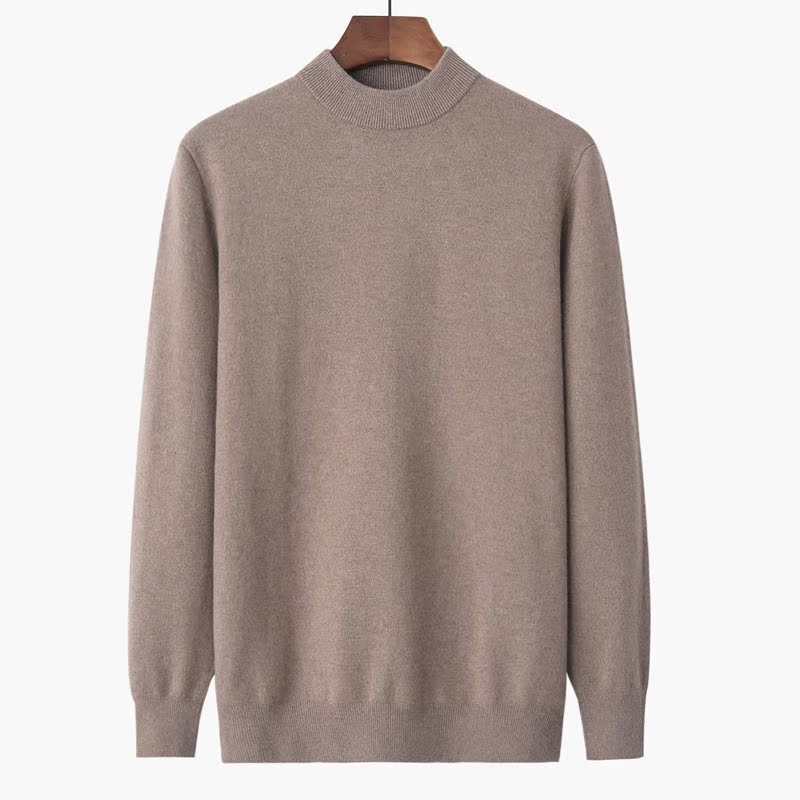 Áo len cashmere nam nửa cổ áo liền thân màu áo thun cơ bản Phần cơ bản Bốn kim phẳng Phần dày áo len nam