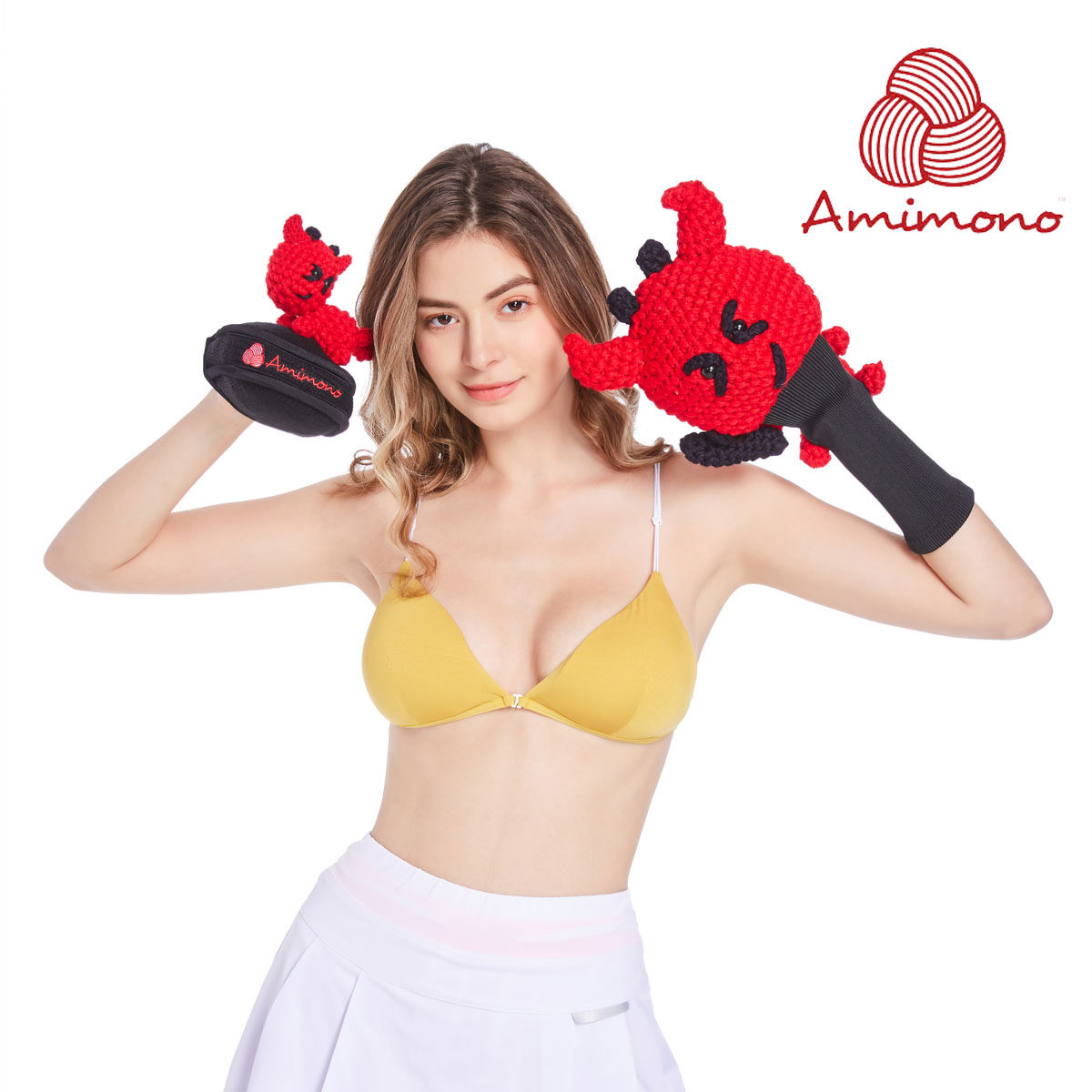 AMIMONO Red Devil Golf No. 1 wooden pole set, head set, putter set, small chicken leg set