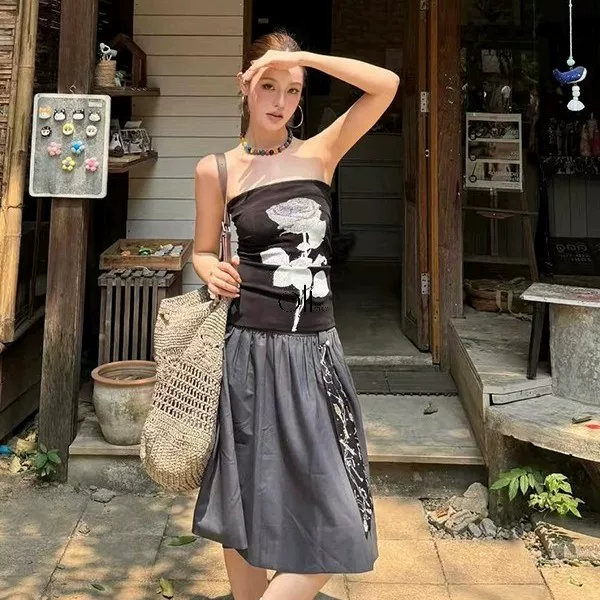Подлинные товары со скидкой в Китае Paloma Wool без бретелек эластичный жилет Еюй Шусин та же вязаная розовая топ
