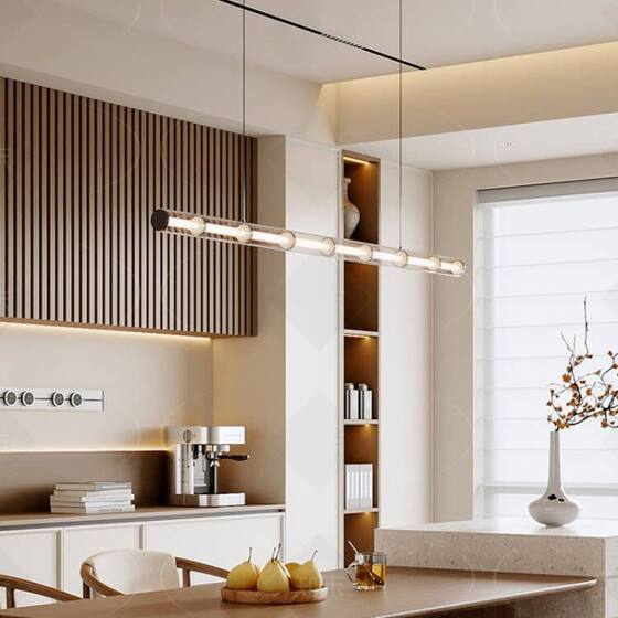 Danish Designer Restaurant Chandelier, Creative Post-Modern Bar Counter, Hotel Dining Table, Long Glass Italian Minimalist Art