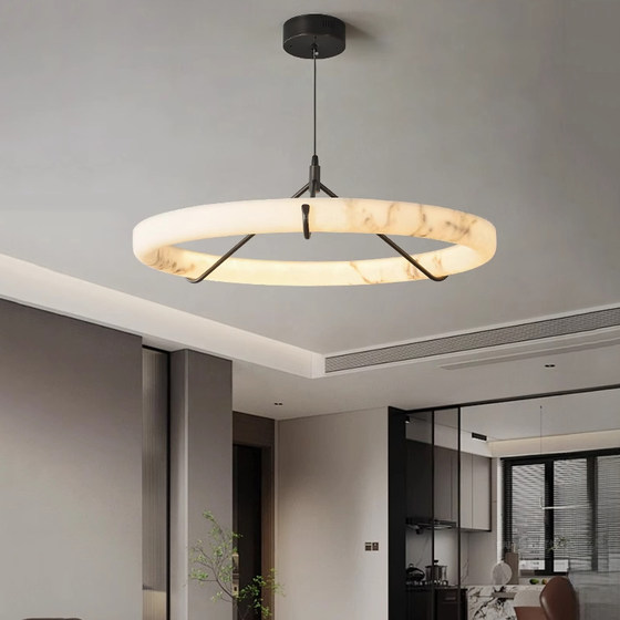 Italian-Style Light Luxury Living Room Chandelier, Modern Minimalist Personality, Imitation Marble Villa Duplex Main Light, Grand Lobby, High-End