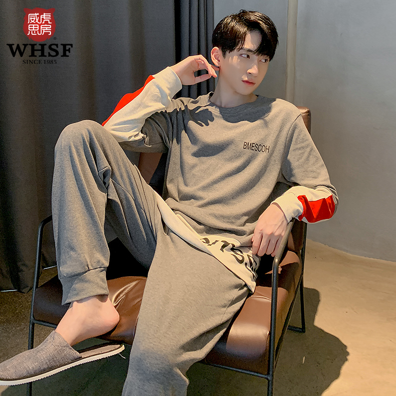 Pyjamas Men Pure Cotton Spring and Autumn Young Young Lessons All-Cotton Han Home Clothes