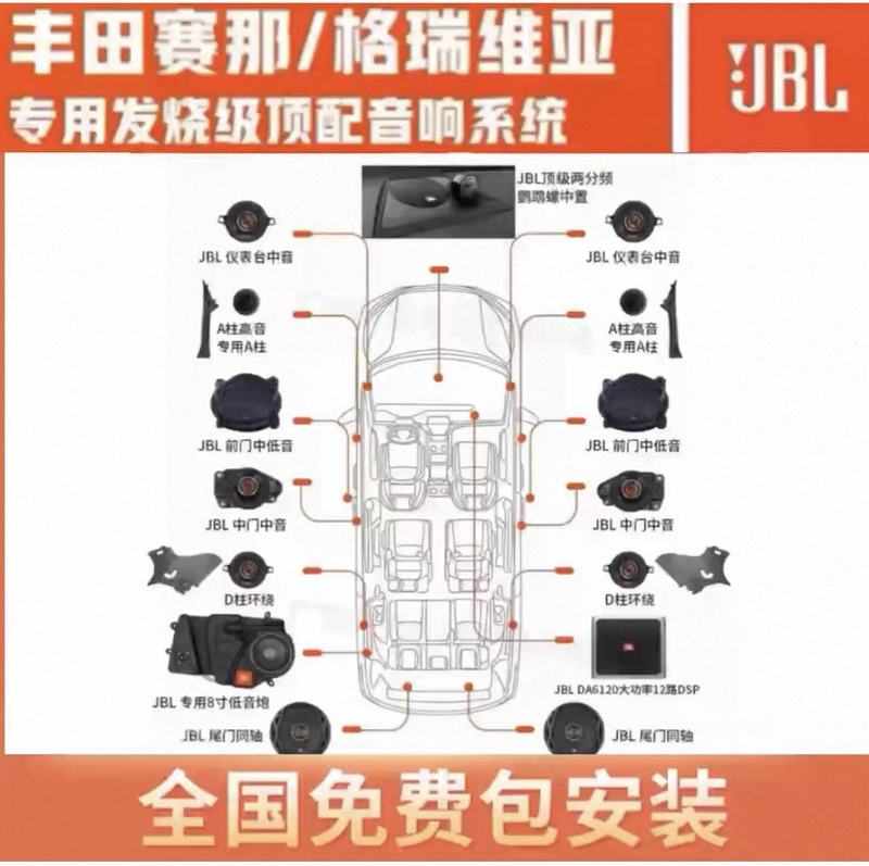 Jbl Audio System Specifically for Senna Grevia, Asia Dragon Crown, Land Cruiser, Highlander, Gl8, and Vito