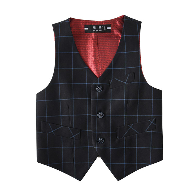 Children's suit vest boy black vest boy suit single vest performance suit piano dress summer