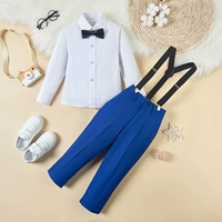 Синие подтяжки, комплект, рубашка, штаны, галстук-бабочка, 4 предмета