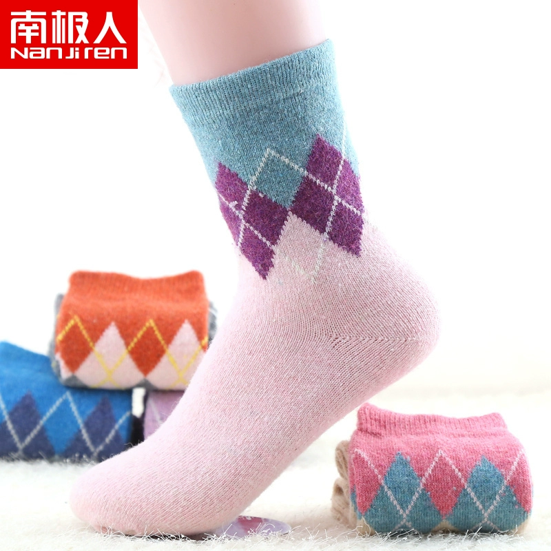 Nam cực sock nữ mùa thu và mùa đông mô hình trong ống với thỏ len nữ vớ dày mùa đông ấm áp vớ vớ len - Vớ sợi tre