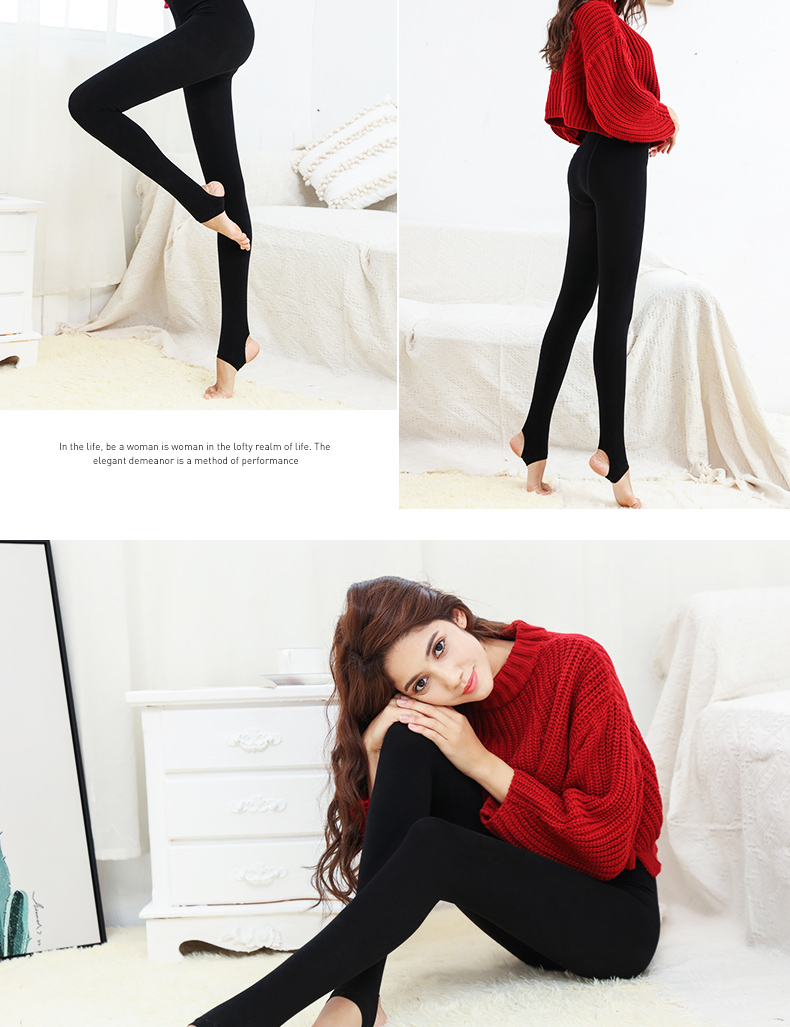 Quần legging Langsha nữ mùa thu dày phần đen dày cộng với nhung ấm mùa thu và mùa đông với đôi chân mỏng quần tất nam