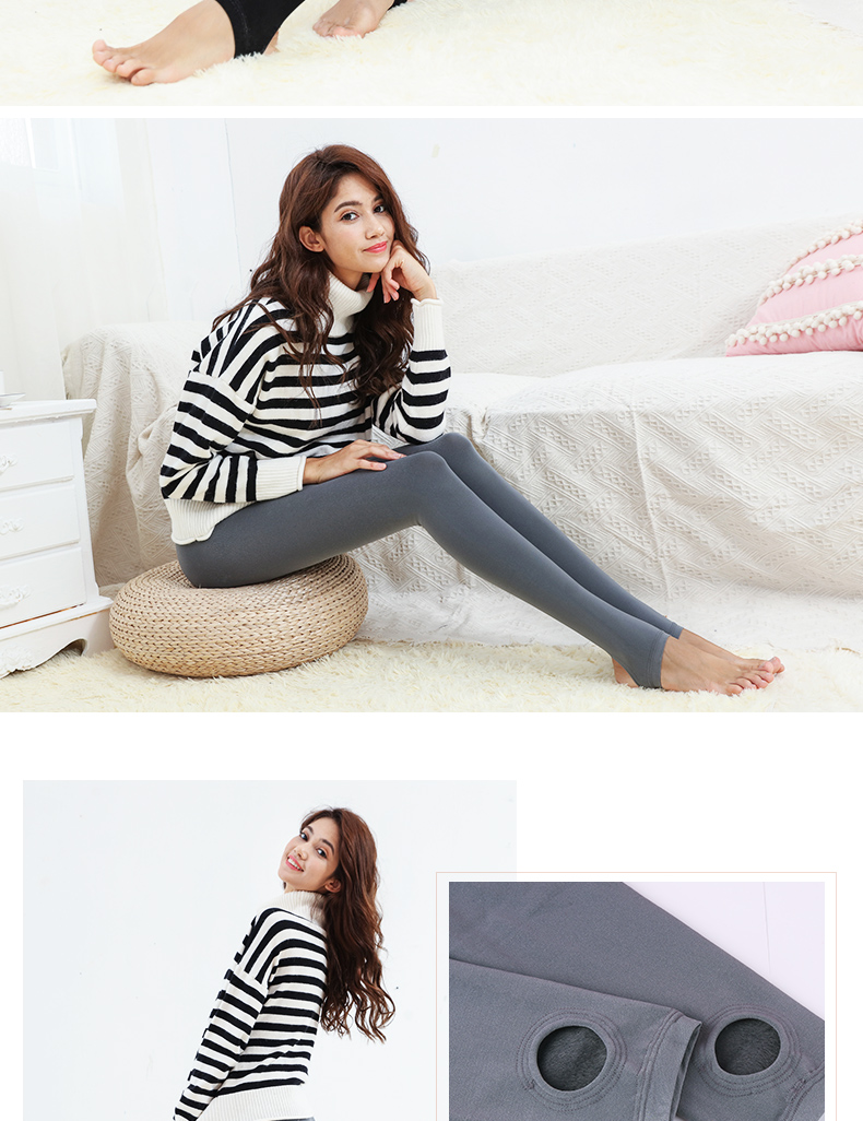 Quần legging Langsha nữ mùa thu dày phần đen dày cộng với nhung ấm mùa thu và mùa đông với đôi chân mỏng quần tất nam