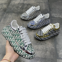 Trembling with the same high temperature bronzing and drilling bright face heightening old daddy shoes mens spring and summer new pine pastry base sports casual board shoes