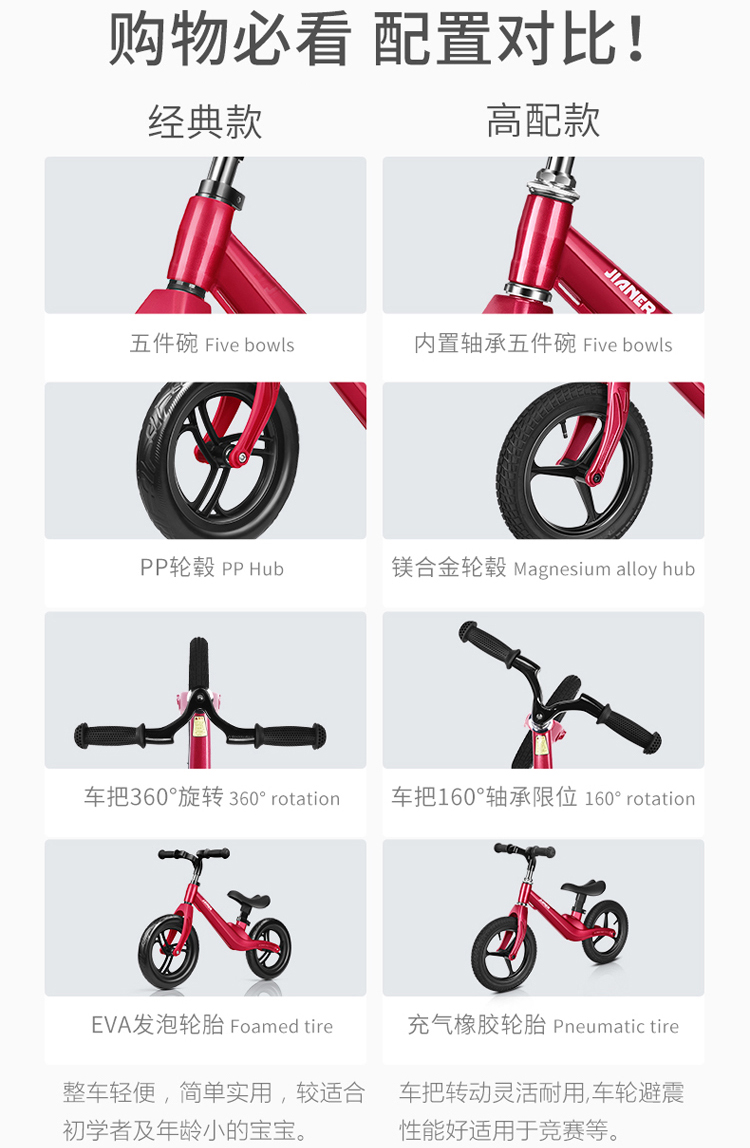 xe thăng bằng người lớn Jianer Jianer xe cân bằng của trẻ em không có bàn đạp yo xe trượt xe 1-3-6 tuổi trẻ mới biết đi xe đạp - Smart Scooter xe thăng bằng moony