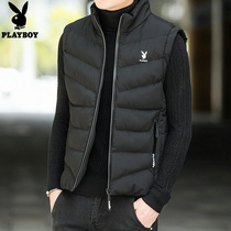  Playboy 2021 autumn and winter new stand-up collar down cotton vest Korean version of simple slim mens sleeveless jacket