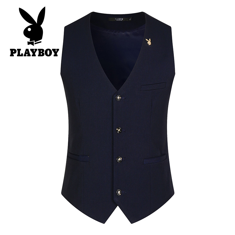 Flower Playboy Business Tailored Suits Four Buttons Waistcoat Men's West Suit Vest Casual Professional Elastic Horse Pinch of Korean Edition tides