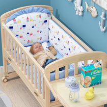 楠运婴儿床可移动宝宝床实木无漆儿童摇篮小床新生多功能拼接大床